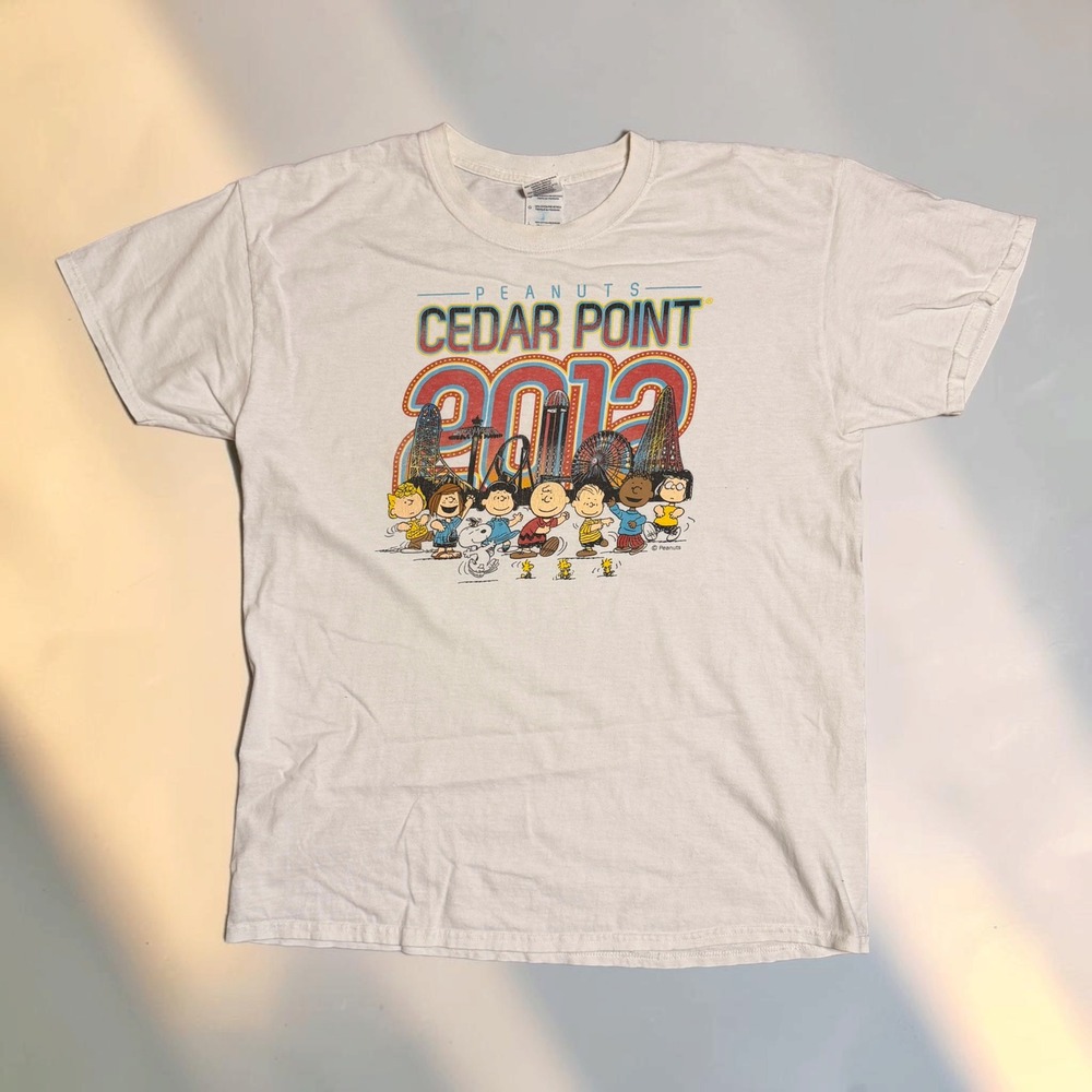 Gildan Cedar Point Peanuts 2012 Graphic T-Shirt White Large Souvenir